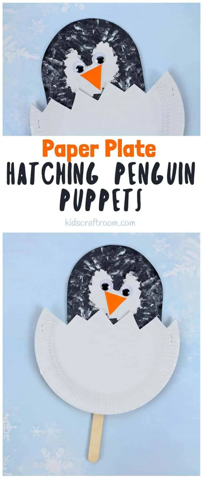 Paper Plate Hatching Penguin Puppets