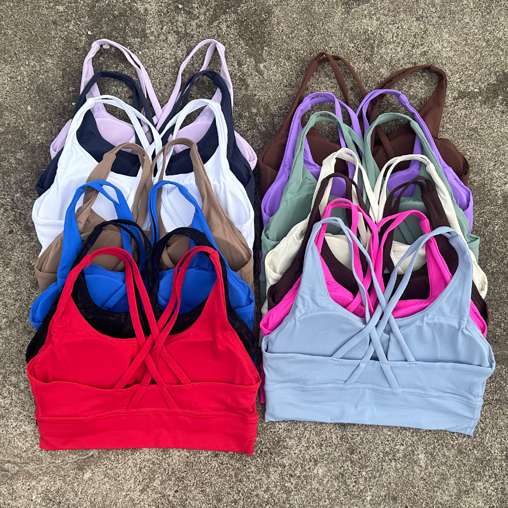 Women Sports Bra Sexy Criss Cross Straps Back High Support Impact Yoga Underwear