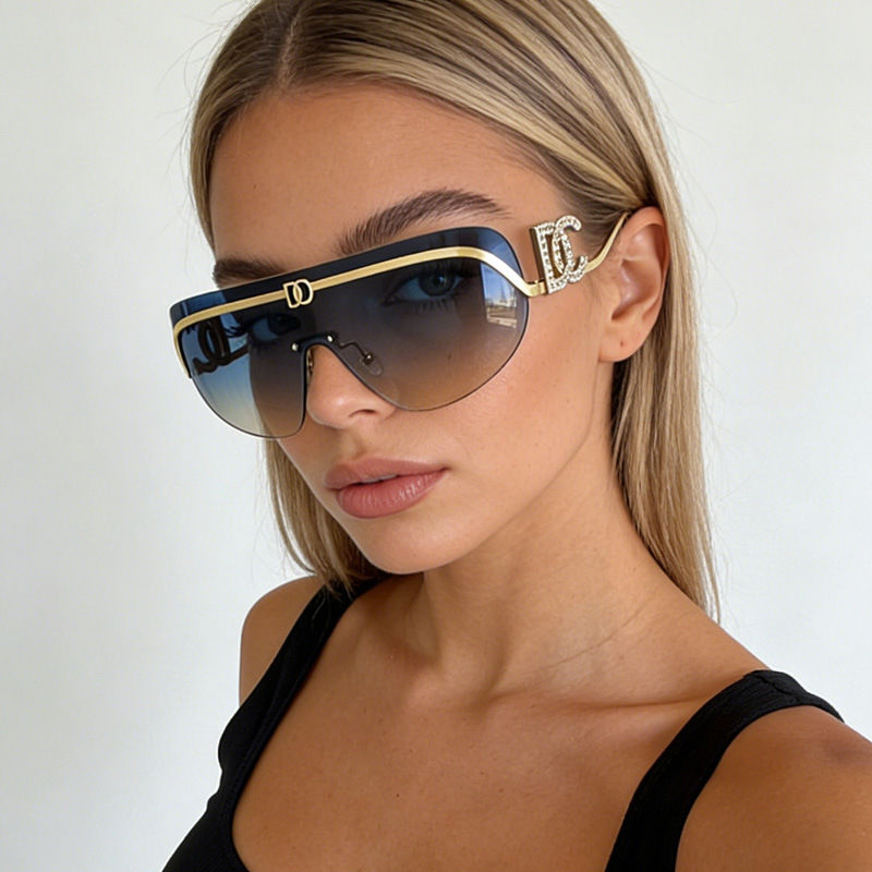 Luxe Cat-Eye Shield Sunglasses with Embellished Temples | UV400