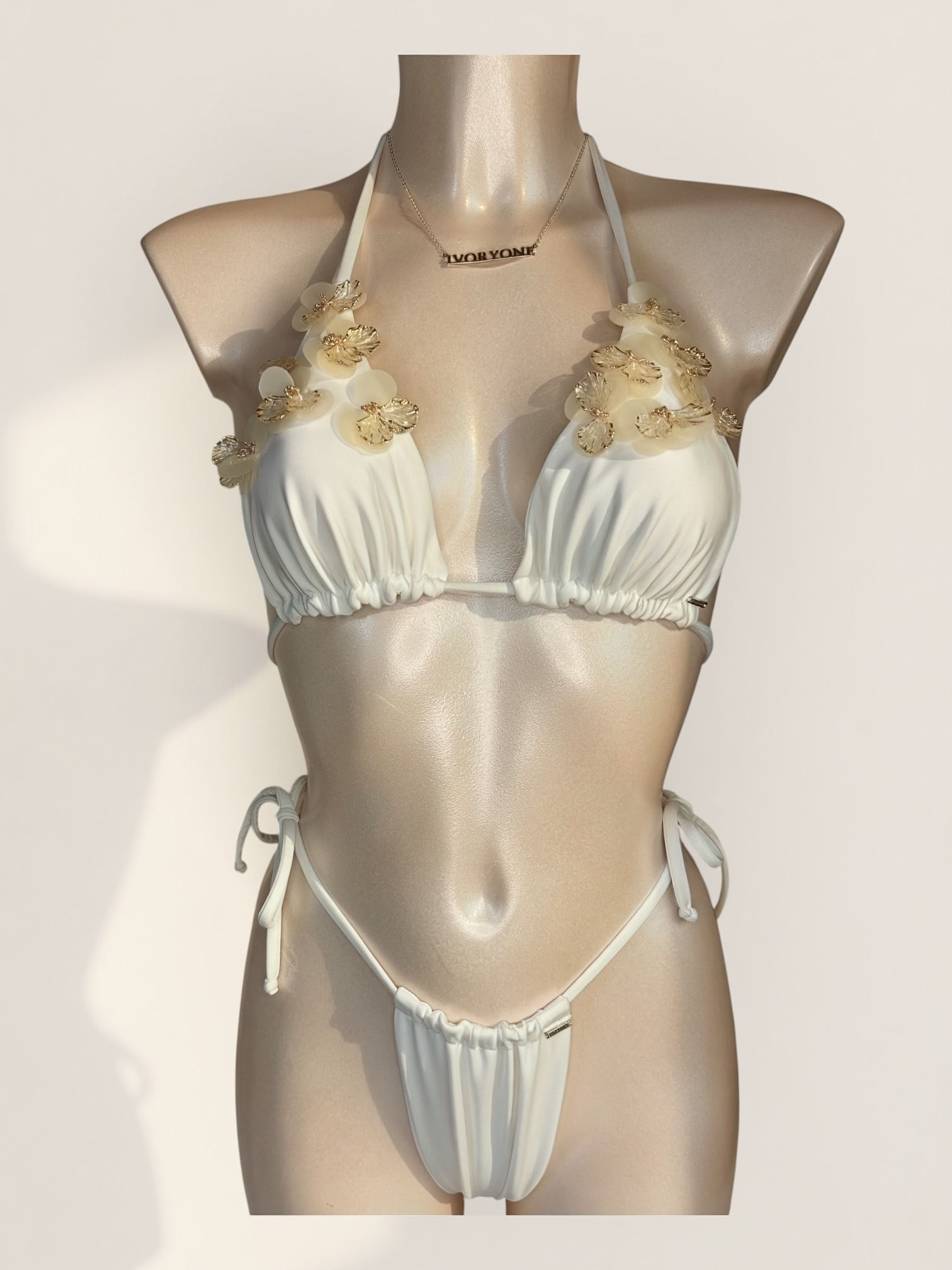Hua Shell Sequin Bikini Set in White