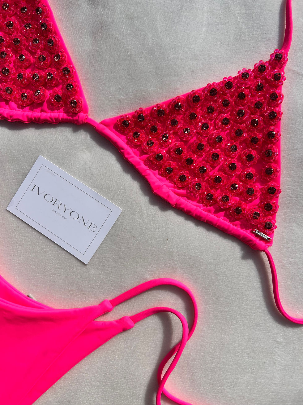 Thumbnail: Pink Hand-Beaded Diamanté Bikini Set