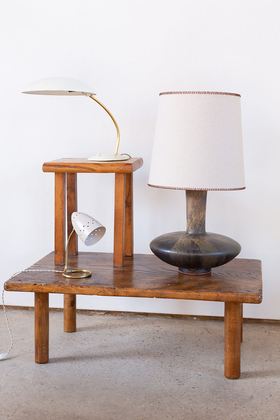 Thumbnail: A petite brass and spun aluminium table lamp, attributed to Rupert Nikoll, Austria C1950/60