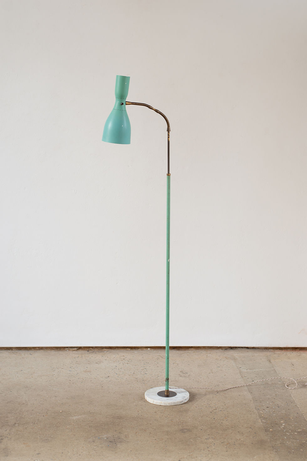 Italian Brass and Marble Floor Lamp With Up and Down Light, C1950