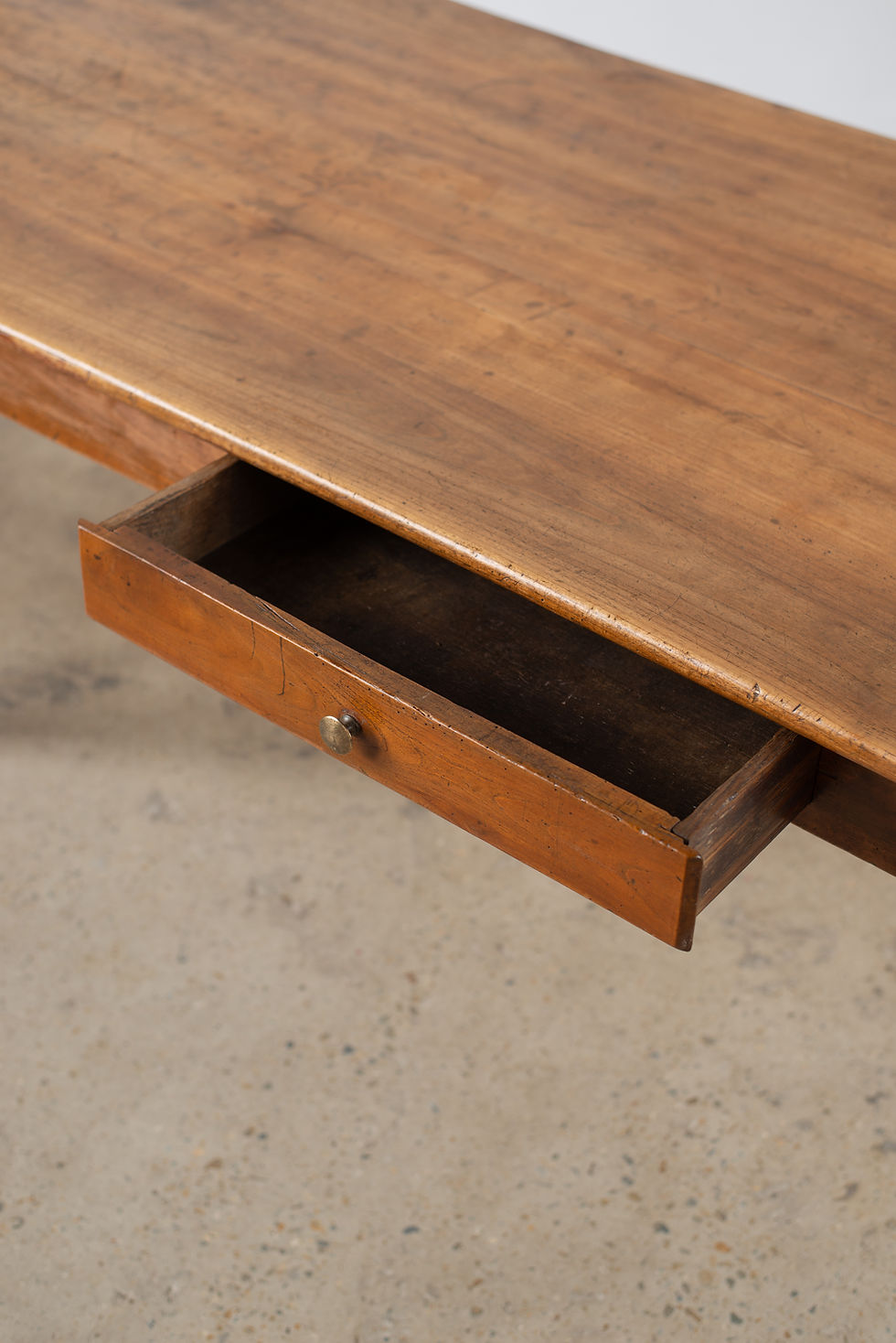 Thumbnail: 19th-century French cherry wood farmhouse table with a single drawer