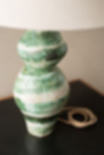Thumbnail: A glazed lamp by artist Linda Lencovic.