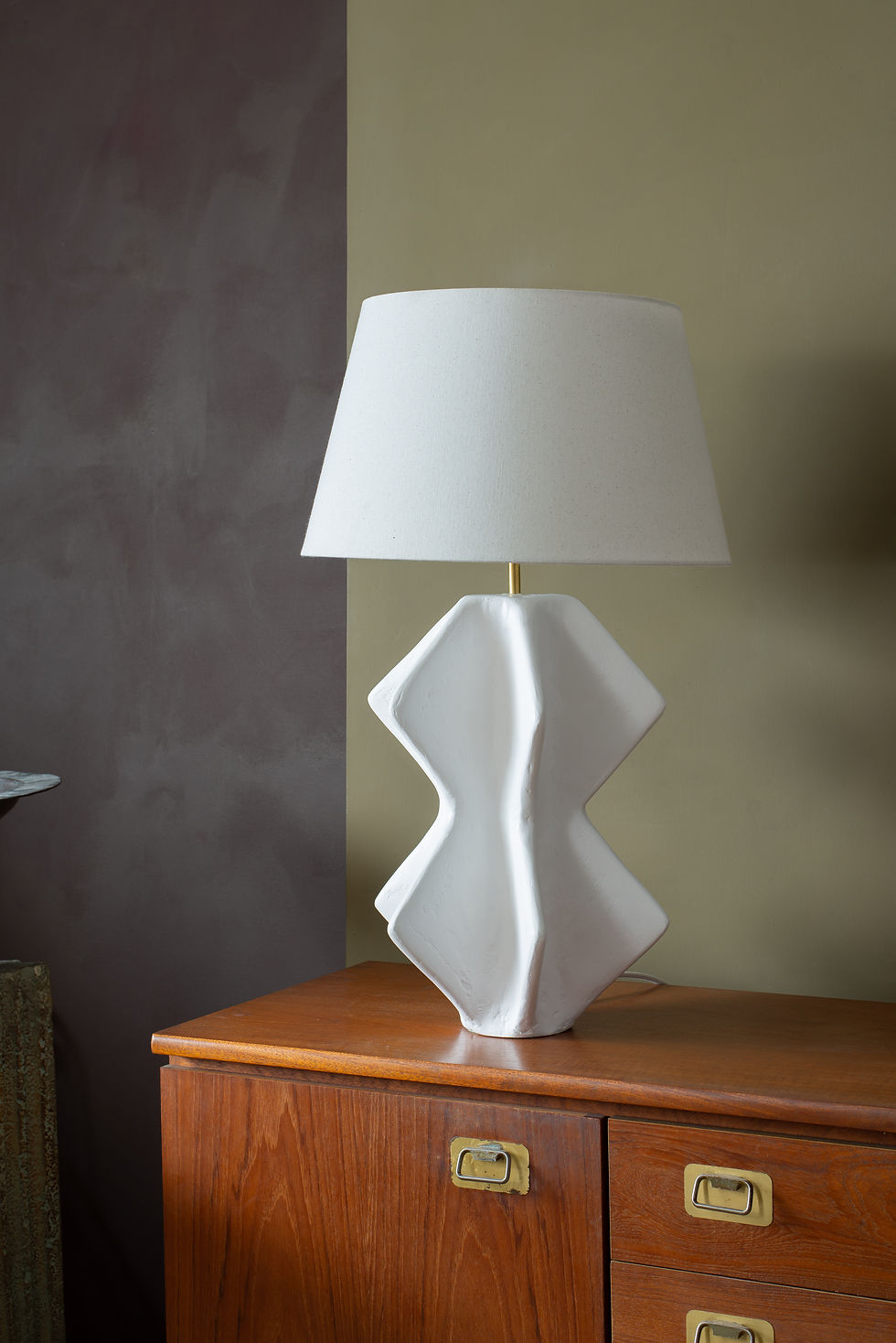 Sculptural hand applied plaster lamp by Pablo Cal-Fernadez.