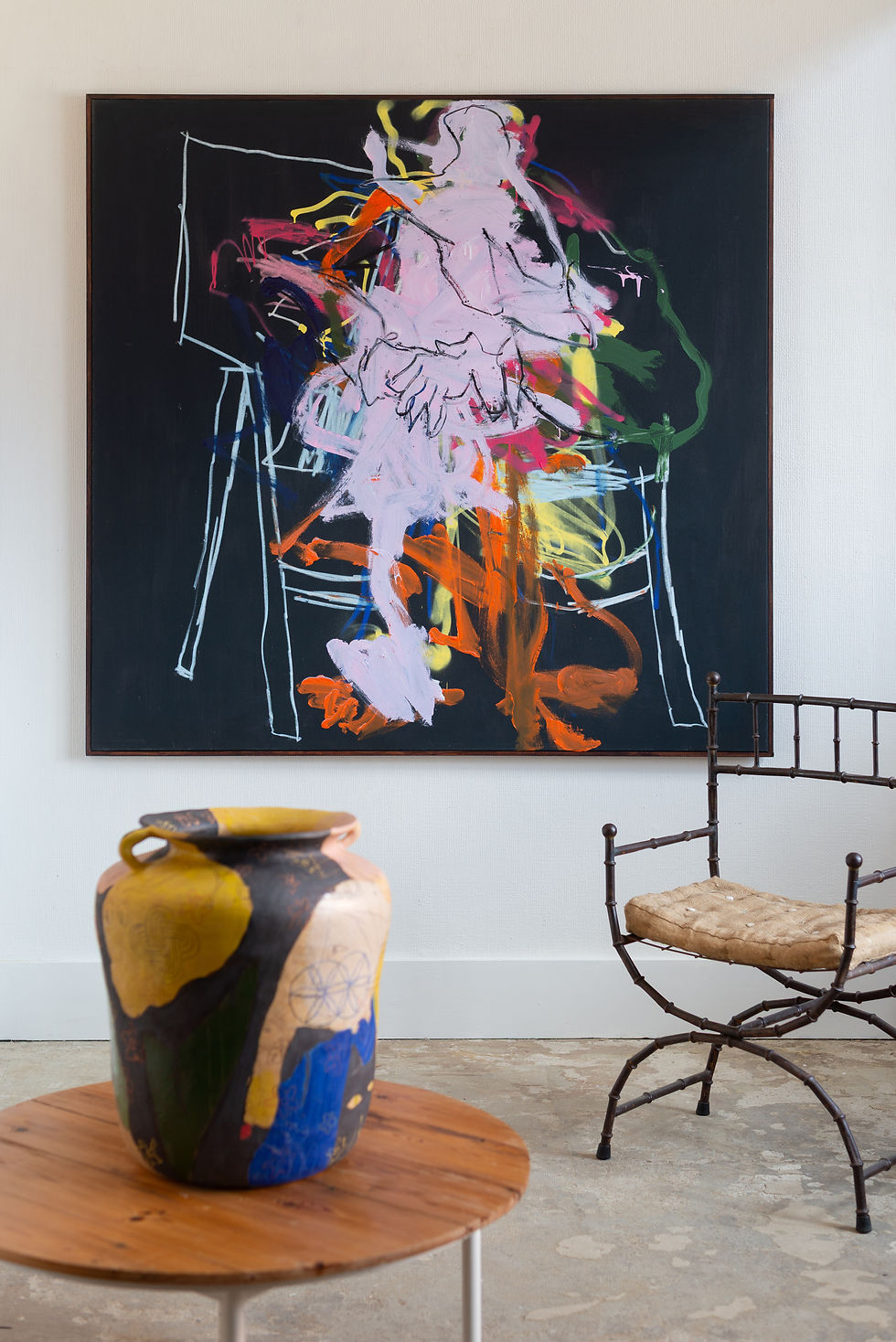 An original piece by contemporary London artist Ben Wakeling. Spray paint, oil and fire extinguisher acrylic on canvas.