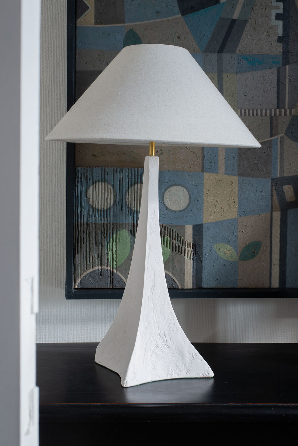 Thumbnail: Sculptural hand applied plaster lamp by Pablo Cal-Fernadez.