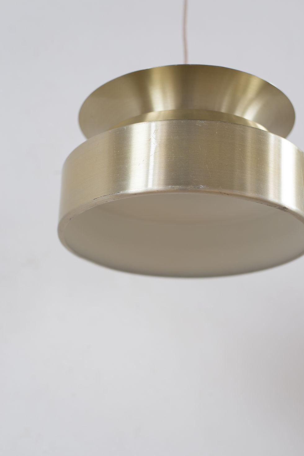 Thumbnail: A brushed aluminium ceiling pendant from Denmark, C1960/70.