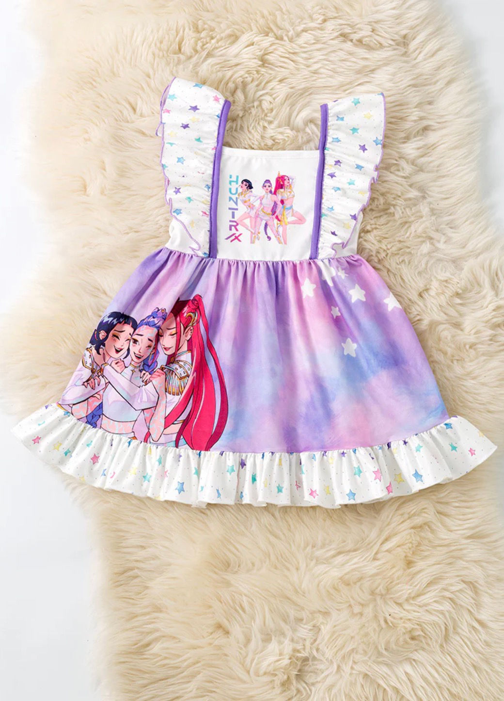 K Pop Angel Sleeve Ruffle Dress 