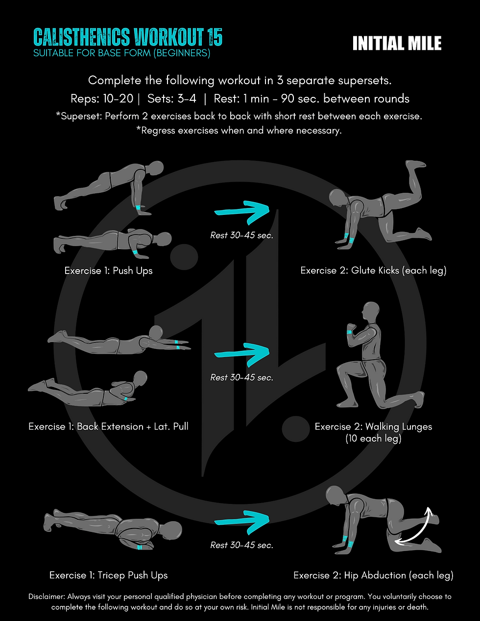Full Body Calisthenics workout 15 designed for beginners.