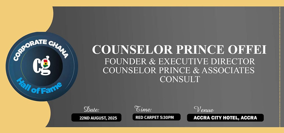 Breaking News by The Spectator Ghana Newspaper - Counselor Prince Offei's Induction into the prestigious Corporate Ghana Hall of Fame 2025!