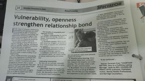 Spectator Newspaper - Vulnerability, Openness Strengthen Relationship Bond - By Counselor Prince Offei 📚💕