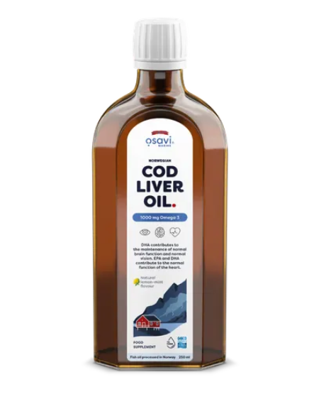 Osavi Norwegian Cod Liver Oil, 1000mg Omega 3 (Lemon-Mint) - 250 ml.