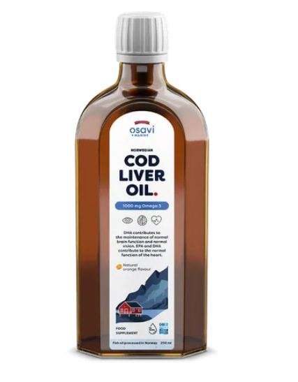Osavi Norwegian Cod Liver Oil, 1000mg Omega 3 (Orange) - 250 ml.
