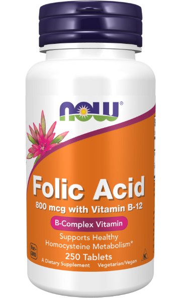 Now-Folic Acid 800 mcg with Vitamin B-12