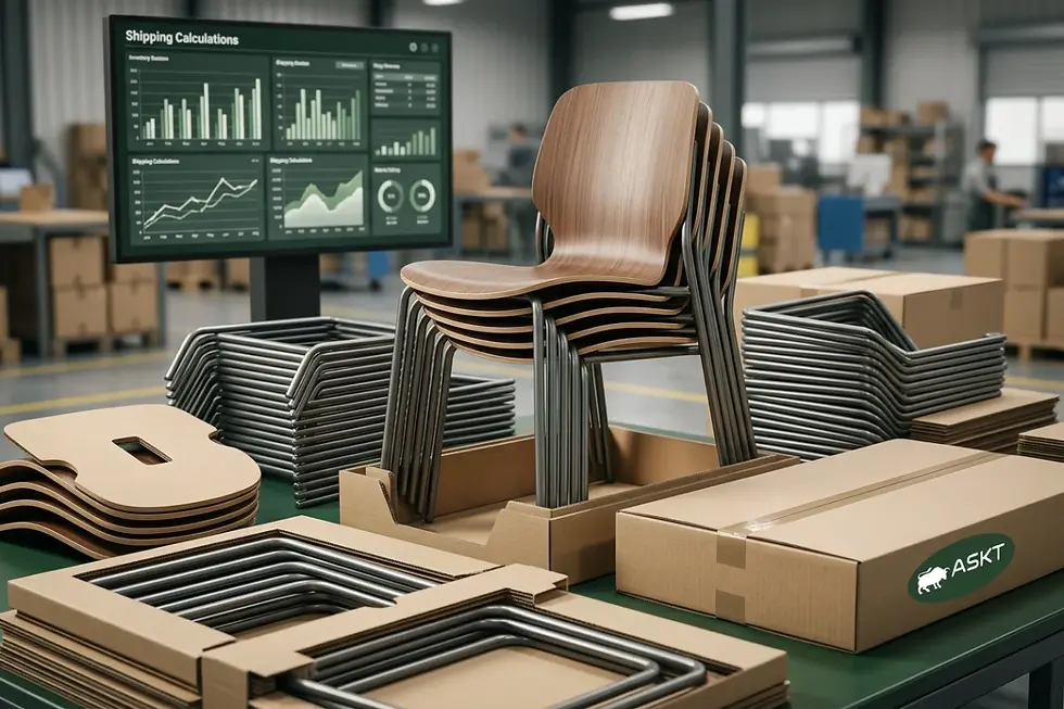 Knockdown furniture frame engineering and space-saving export packaging