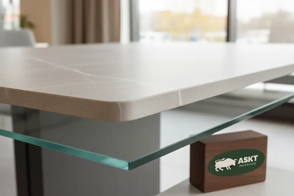 Laminierte Tischplatte aus Sinterkeramik und Sicherheitsglas