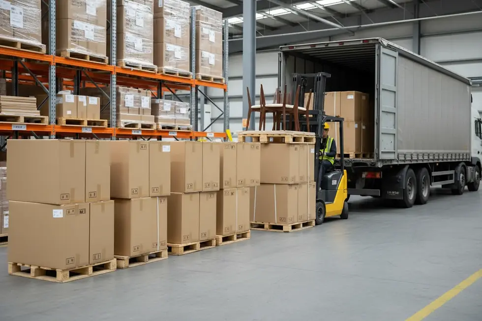 Zorgvuldig verpakte zending van een testbestelling meubels leverancier