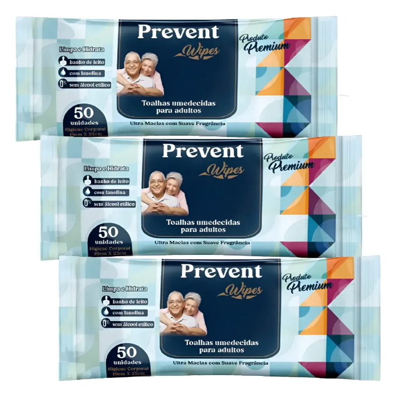 Lenço Umedecido Geriátrico Kit Promo 3 Pacotes Toalhas
