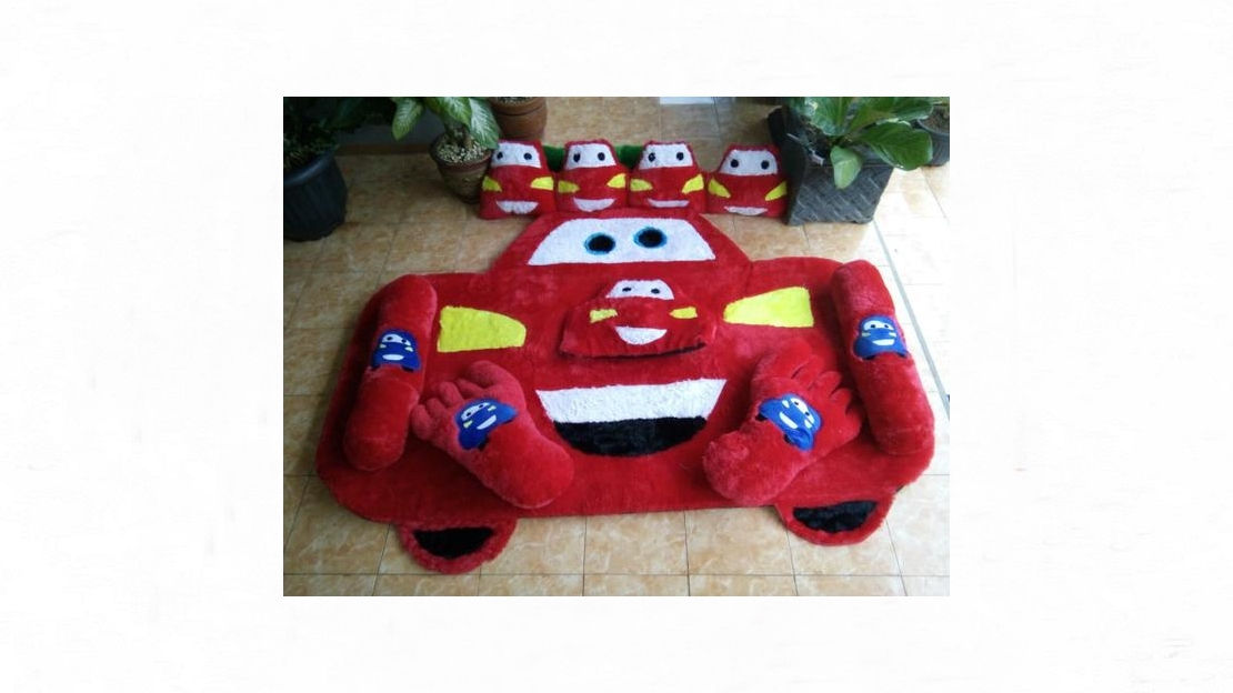 Karpet Karakter Fullset - Motif Kepala Cars