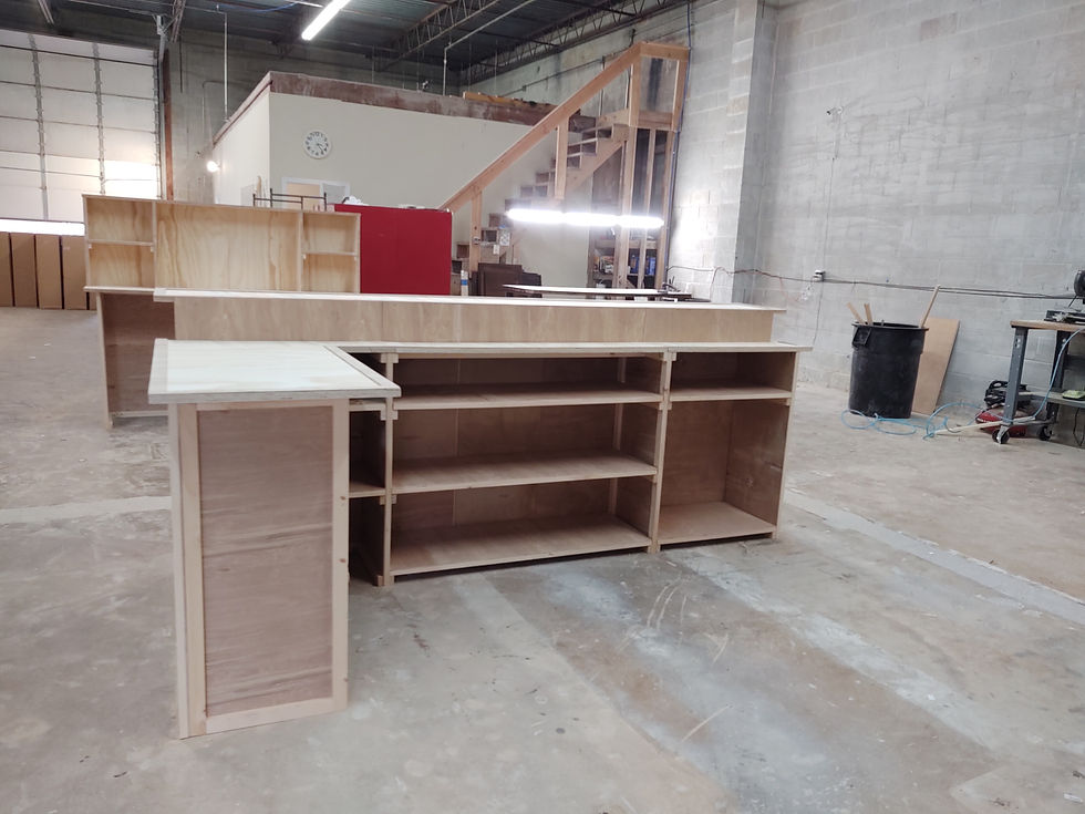 Thumbnail: 10 foot 2 level 'L' shaped home bar kit with shelving and appliance space