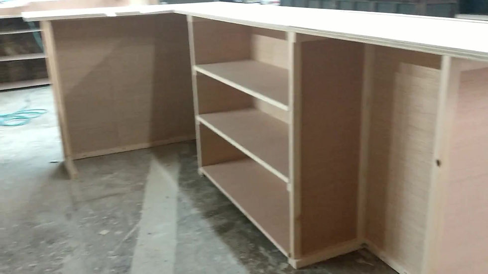 Thumbnail: 10 foot 'L' shaped bar with shelving and appliance space