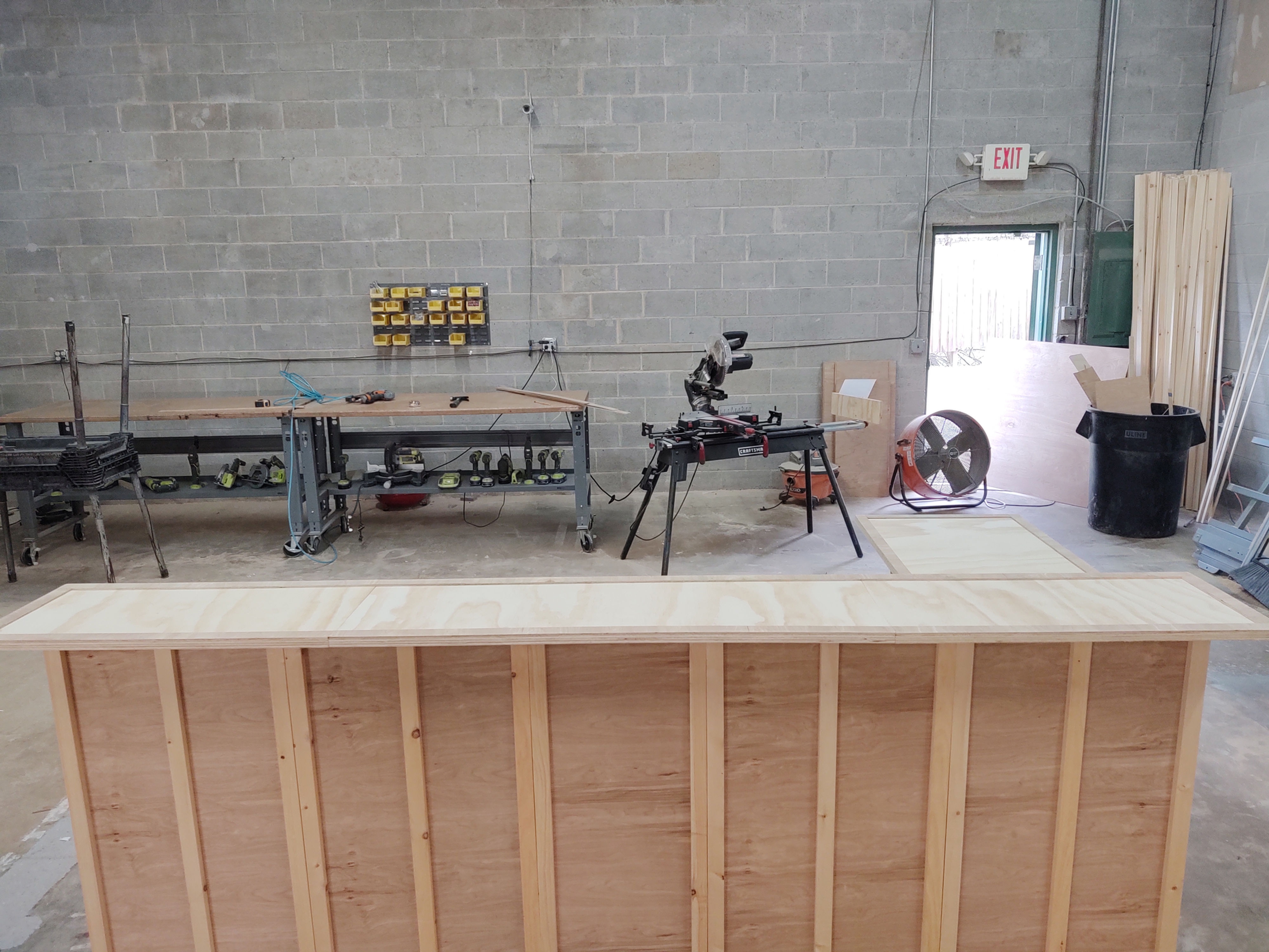 10 foot 2 level 'L' shaped home bar kit with shelving and appliance space