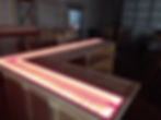 Thumbnail: 8 foot 'L' shaped bar with 2 level LED illuminated bar top and cabinet