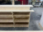 Thumbnail: 10 foot home bar with connected back, upper and lower shelving, 2 level bar top