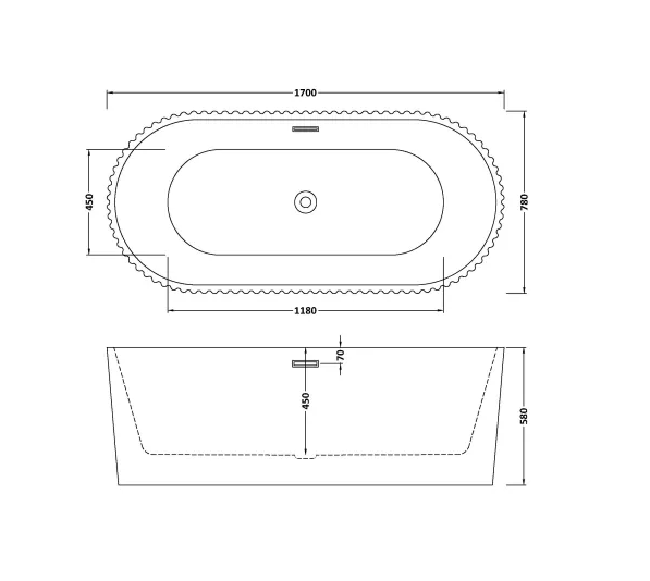 Thumbnail: Fluted 1700mm Oval Freestanding Bath