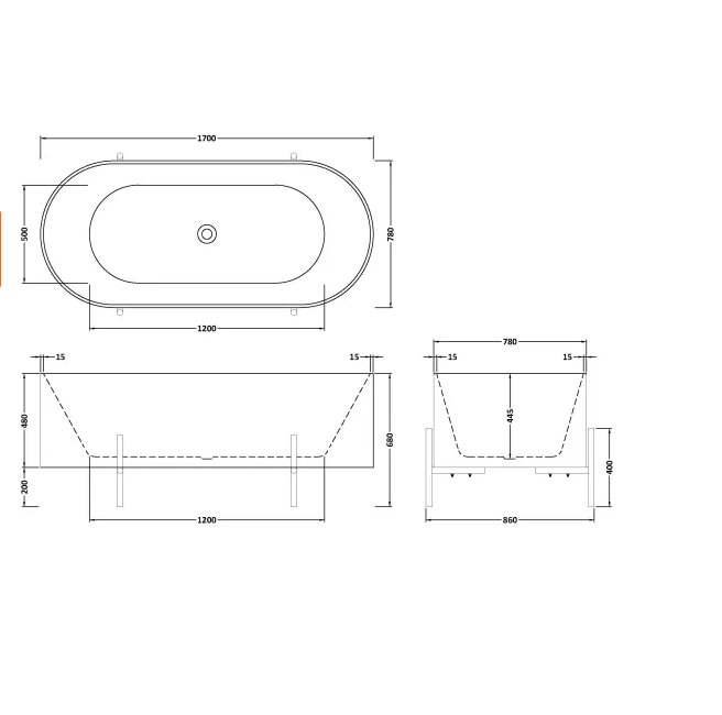 Thumbnail: Elevated 1700mm Freestanding Bath