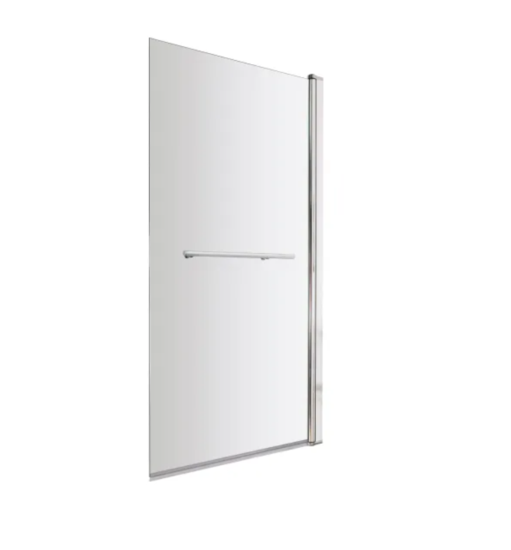 Square Bath Screen With Rail - Chrome