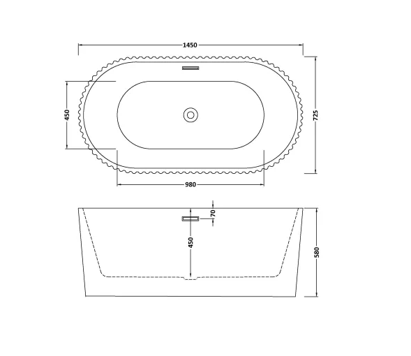 Thumbnail: Fluted 1450mm Oval Freestanding Bath