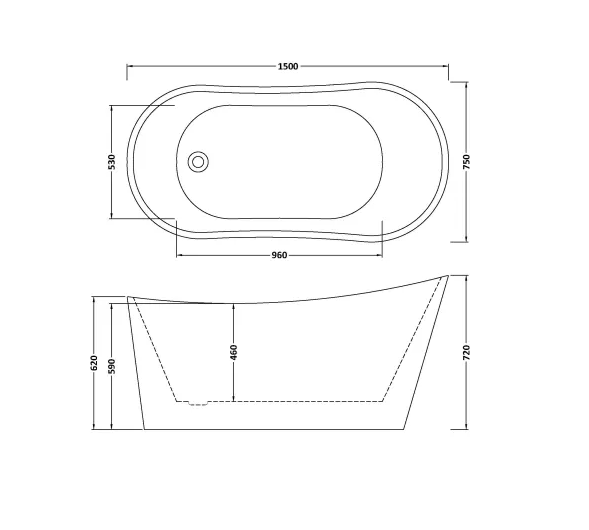 Thumbnail: Moment 1500 Slipper Freestanding Bath