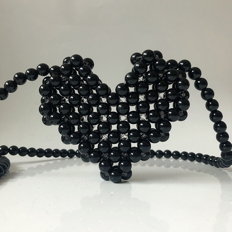 Thumbnail: Mini Color Transparent Handmade Beaded Bag Imitation Pearl One-shoulder Diagonal