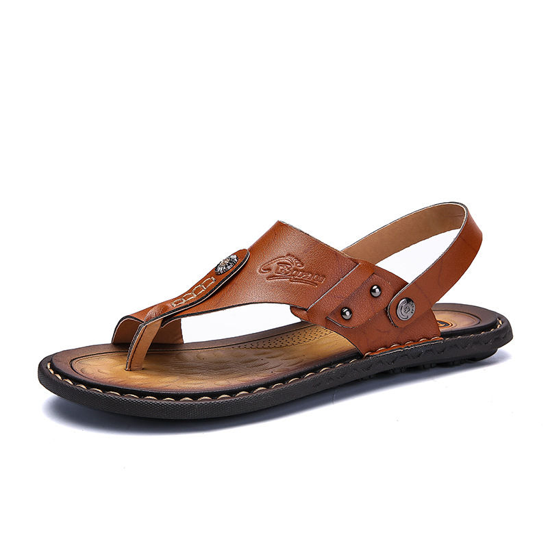 Thumbnail: Men's two-toed leather plus-size sandals