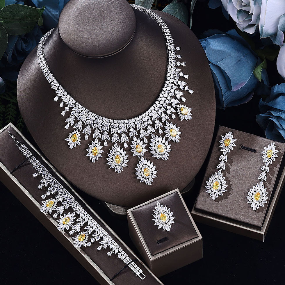 Thumbnail: Women's Fashion Vintage Wedding Necklace Earrings Jewelry Set
