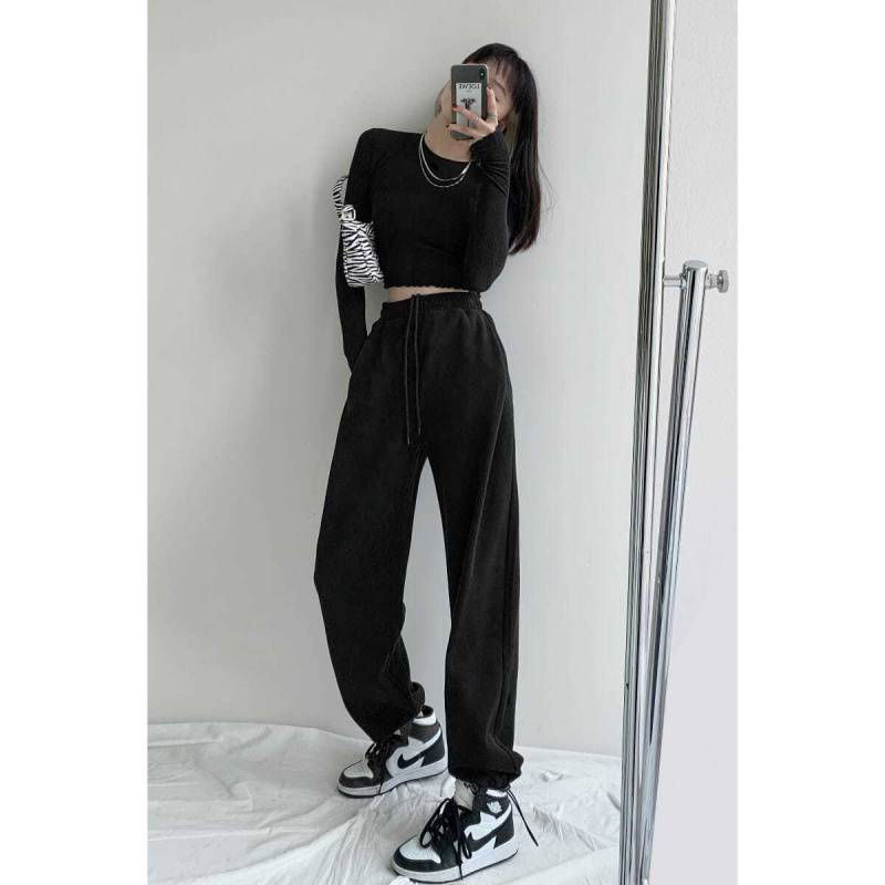 Thumbnail: HOUZHOU Women Pants 2021 Spring Gray Sweatpants Women Jogger