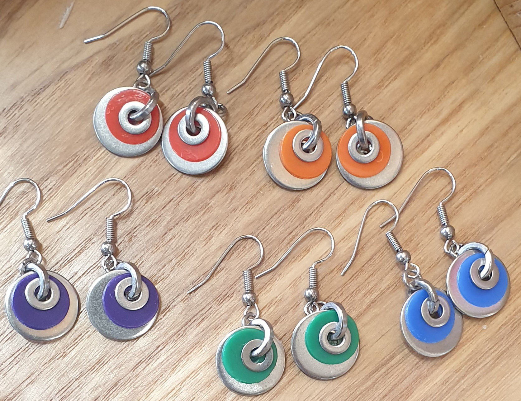 Washer and plastic lid earrings