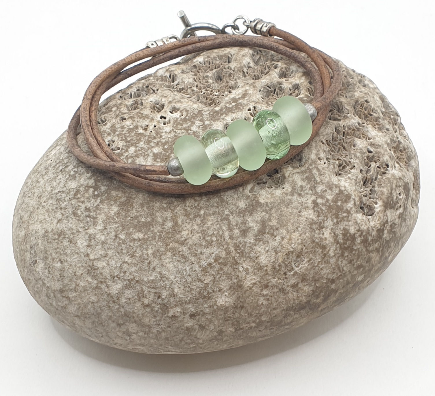 Triple-wrap bracelet w/ recycled beads (M)