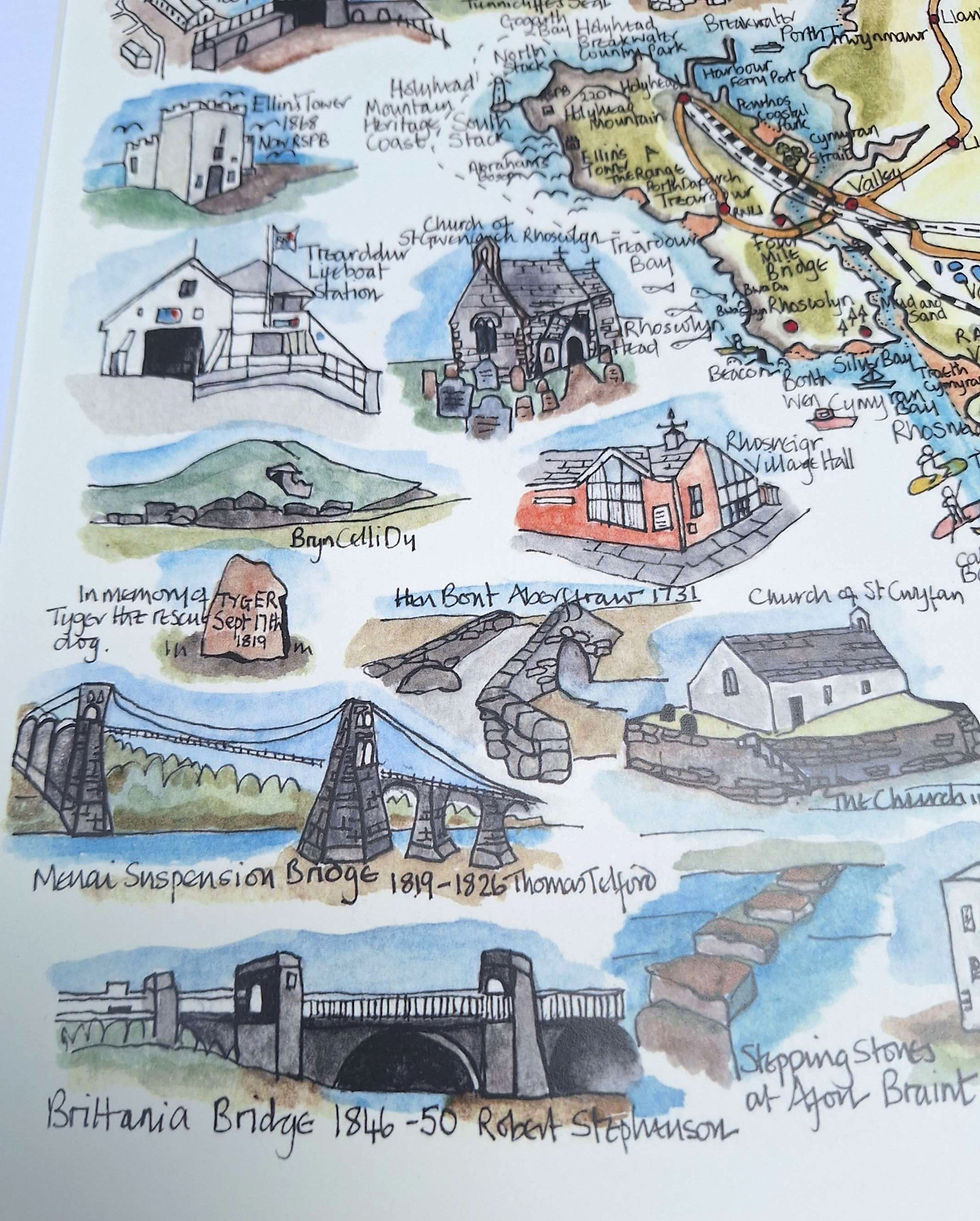 Thumbnail: Quality print of A3 Hand-drawn Anglesey map