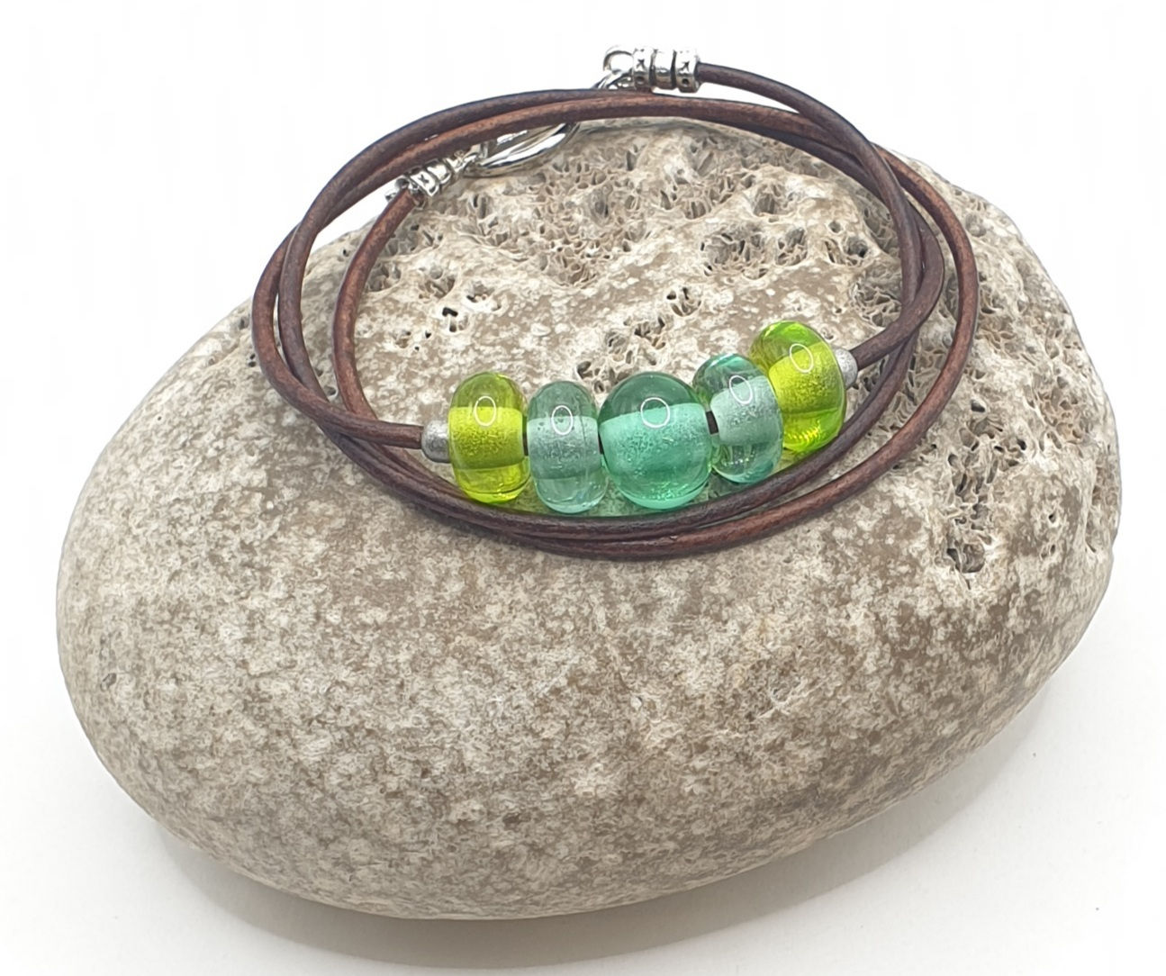 Triple-wrap bracelet w/ recycled beads (M)