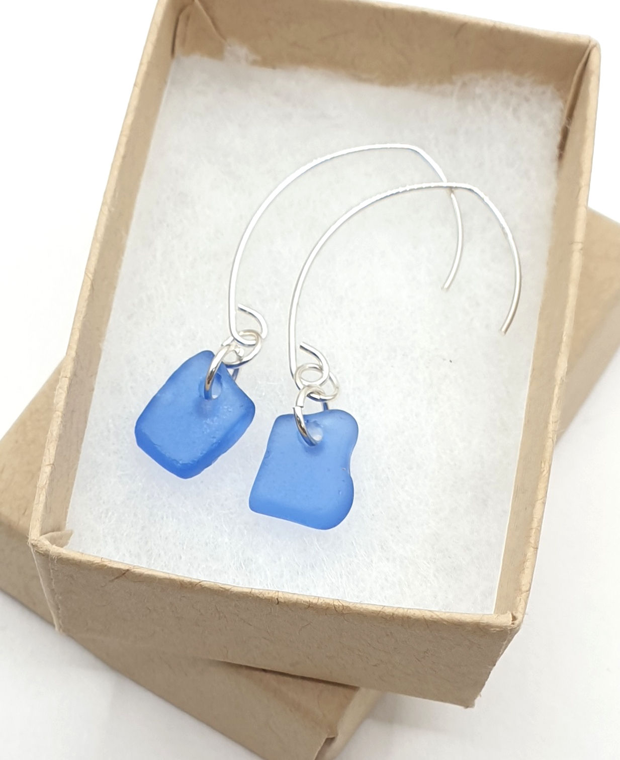 Cornflower blue seaglass earrings