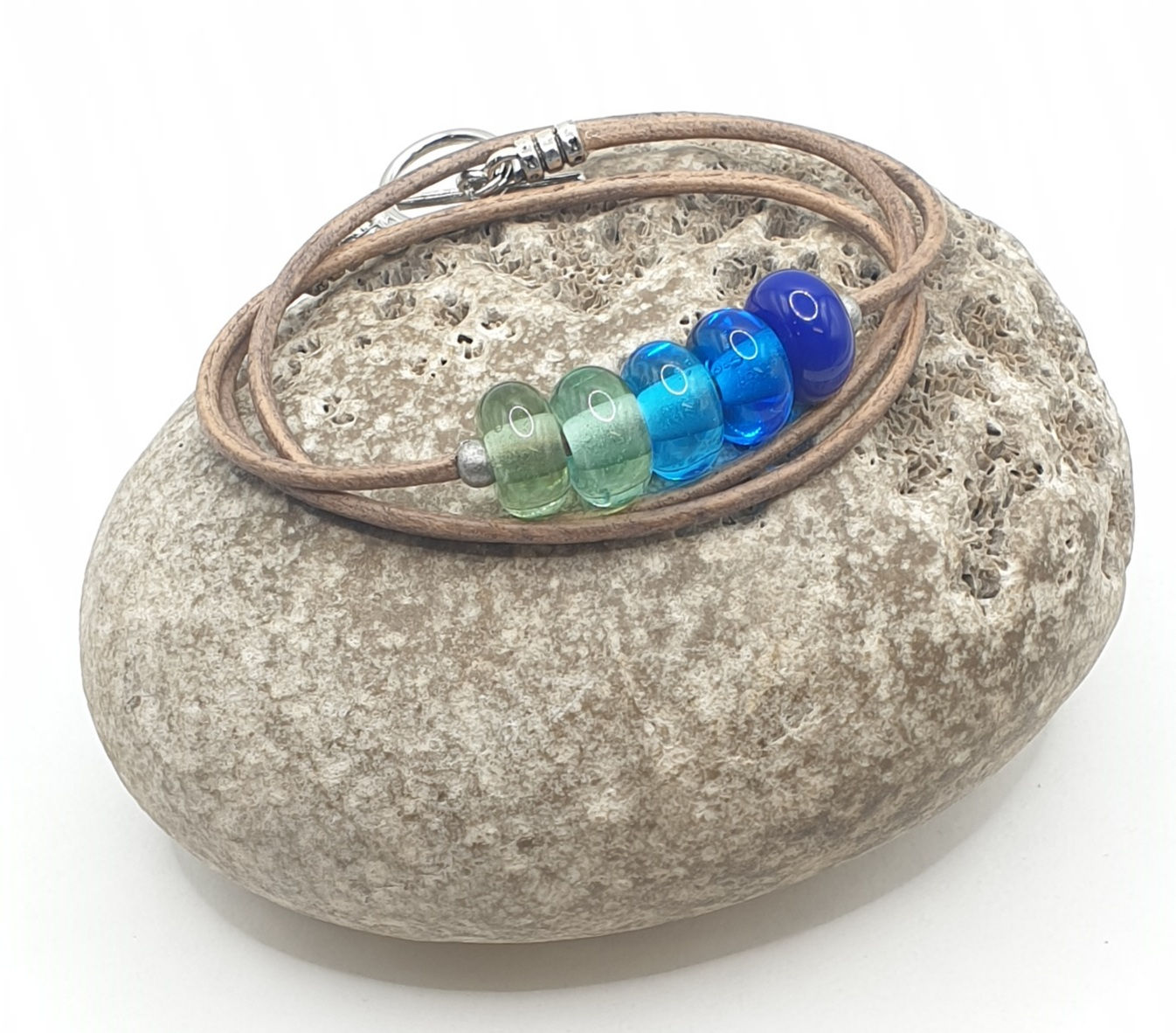 Triple-wrap bracelet w/ recycled beads (M)