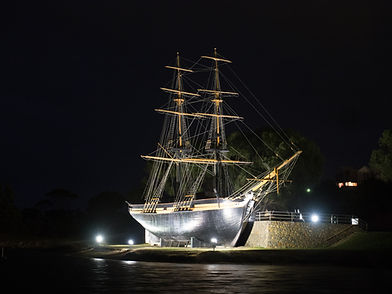 Replica of the Brig Amity at night in Albany, Western Australia.jpg