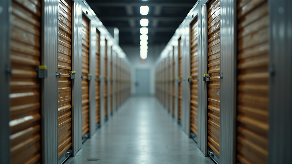 Eye-level view of a temperature controlled storage unit with neatly stacked boxes