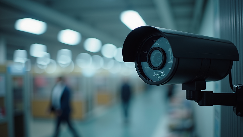 Close-up view of a surveillance camera