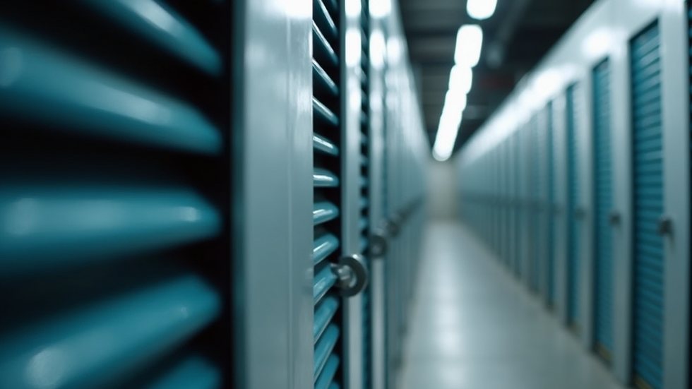 Close-up view of HVAC system vents inside a storage facility