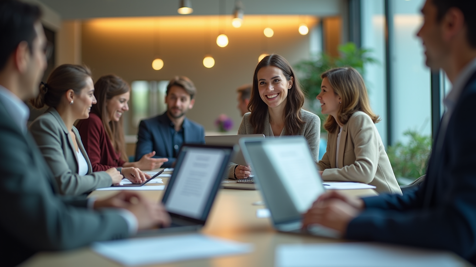 Eye-level view de uma reunião online entre consultor e empreendedor